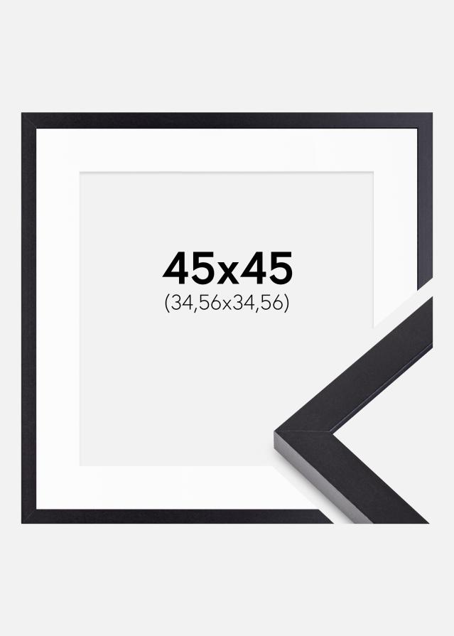 Ram med passepartou Fotolijst Selection Zwart 45x45 cm - Passe-partout Wit 14x14 inches