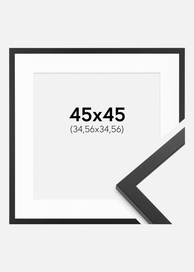 Ram med passepartou Fotolijst Trendy Zwart 45x45 cm - Passe-partout Wit 14x14 inches