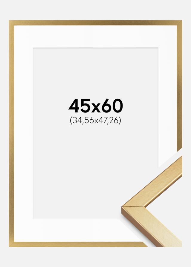 Ram med passepartou Fotolijst Minerva Goud 45x60 cm - Passe-partout Wit 14x19 inches