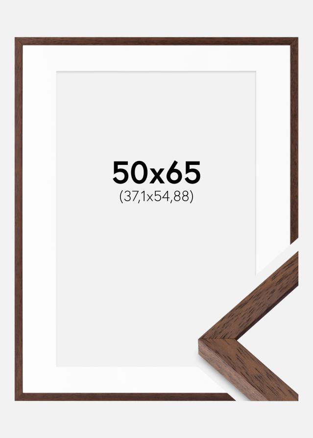 Ram med passepartou Fotolijst Ares Teak 50x65 cm - Passe-partout Wit 15x22 inches
