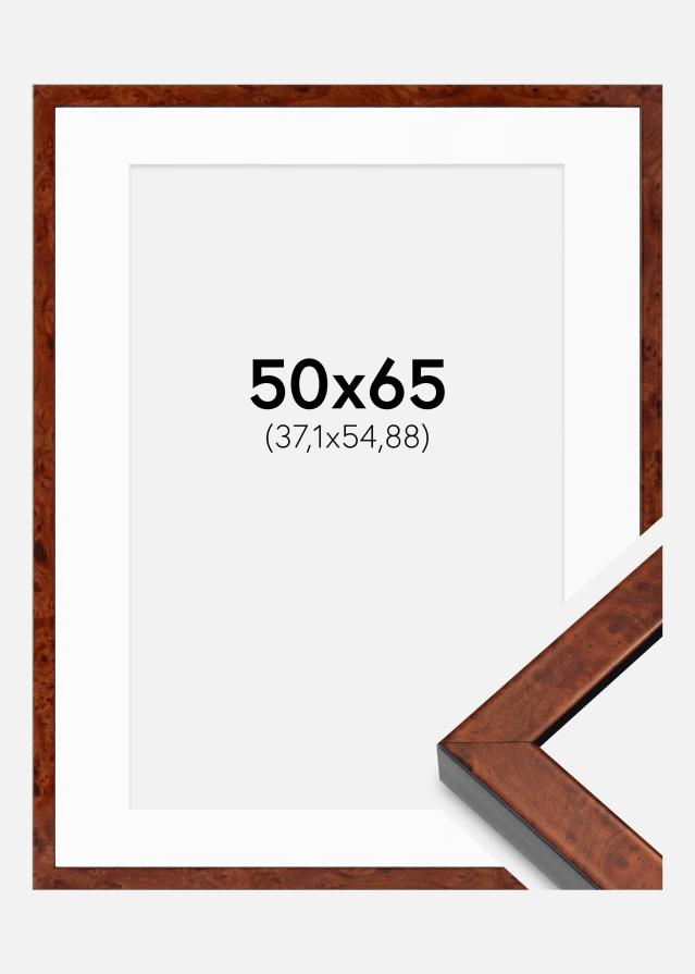 Ram med passepartou Fotolijst Hermes okkernoot 50x65 cm - Passe-partout Wit 15x22 inches