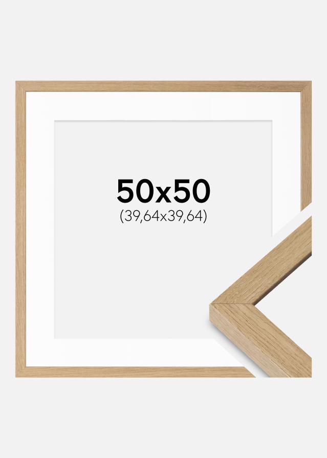 Ram med passepartou Fotolijst Hermes Natuurlijk Eik 50x50 cm - Passe-partout Wit 16x16 inches