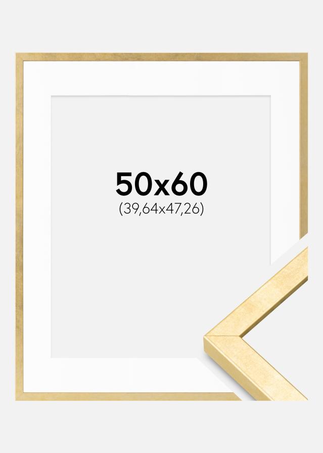 Ram med passepartou Fotolijst Ares Goud 50x60 cm - Passe-partout Wit 16x19 inches