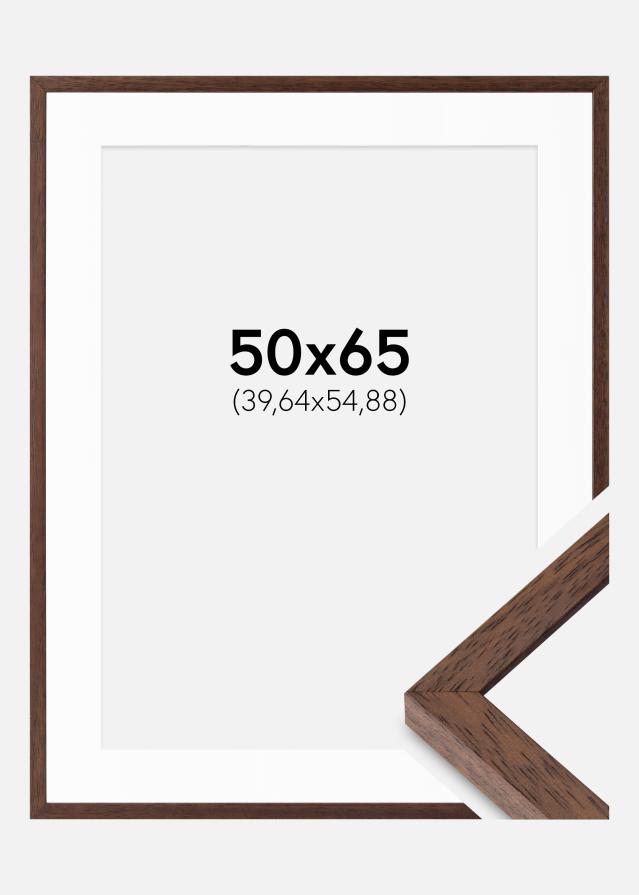 Ram med passepartou Fotolijst Ares Teak 50x65 cm - Passe-partout Wit 16x22 inches