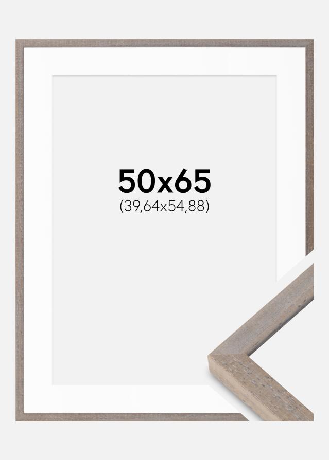 Ram med passepartou Fotolijst Ares Grijs 50x65 cm - Passe-partout Wit 16x22 inches