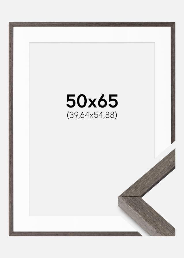 Ram med passepartou Fotolijst Ares Grijs Eik 50x65 cm - Passe-partout Wit 16x22 inches