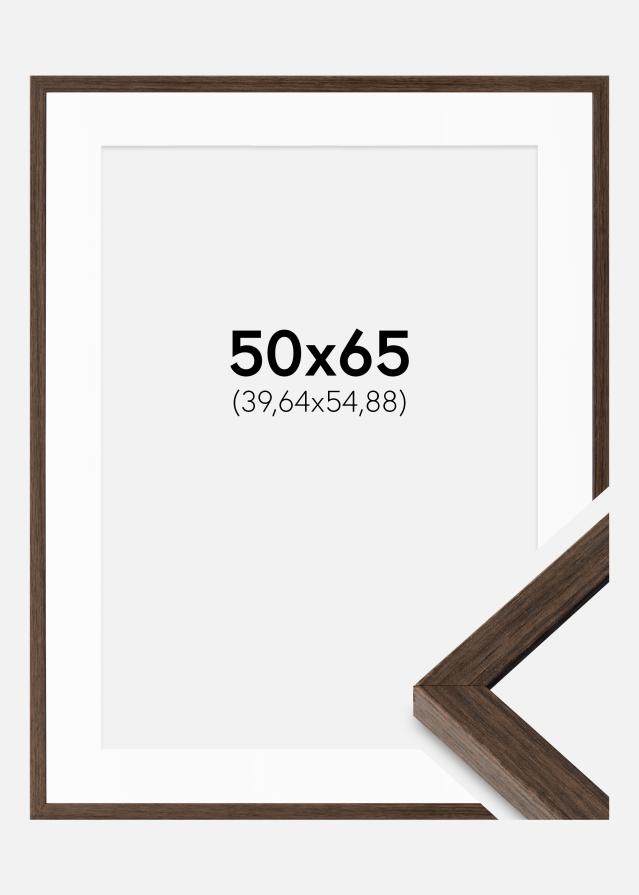 Ram med passepartou Fotolijst Ares Okkernoot 50x65 cm - Passe-partout Wit 16x22 inches