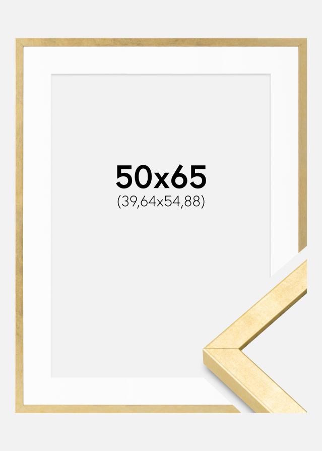Ram med passepartou Fotolijst Ares Goud 50x65 cm - Passe-partout Wit 16x22 inches