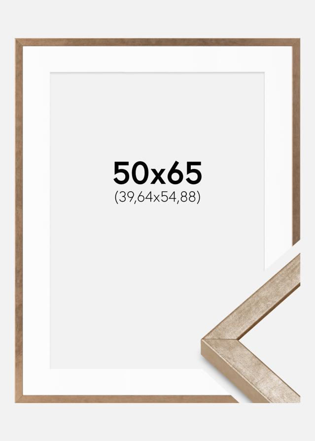 Ram med passepartou Fotolijst Ares Messing 50x65 cm - Passe-partout Wit 16x22 inches
