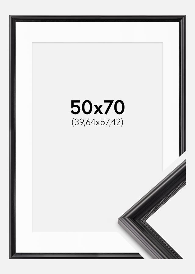Ram med passepartou Fotolijst Gala Zwart 50x70 cm - Passe-partout Wit 16x23 inches