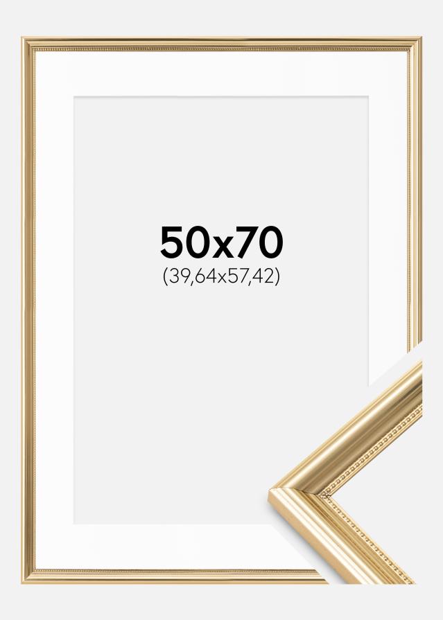 Ram med passepartou Fotolijst Gala Goud 50x70 cm - Passe-partout Wit 16x23 inches
