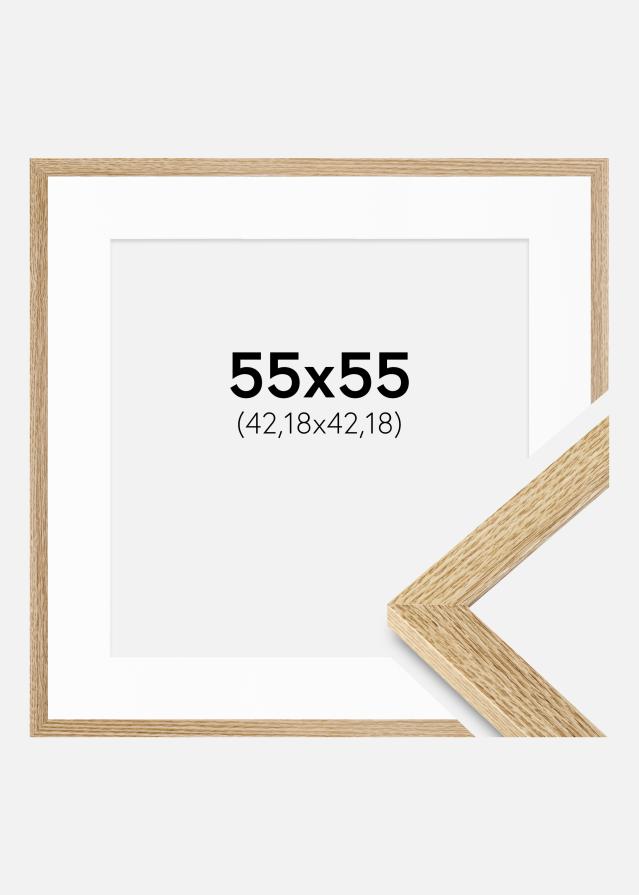 Ram med passepartou Fotolijst Selection eik 55x55 cm - Passe-partout Wit 17x17 inches