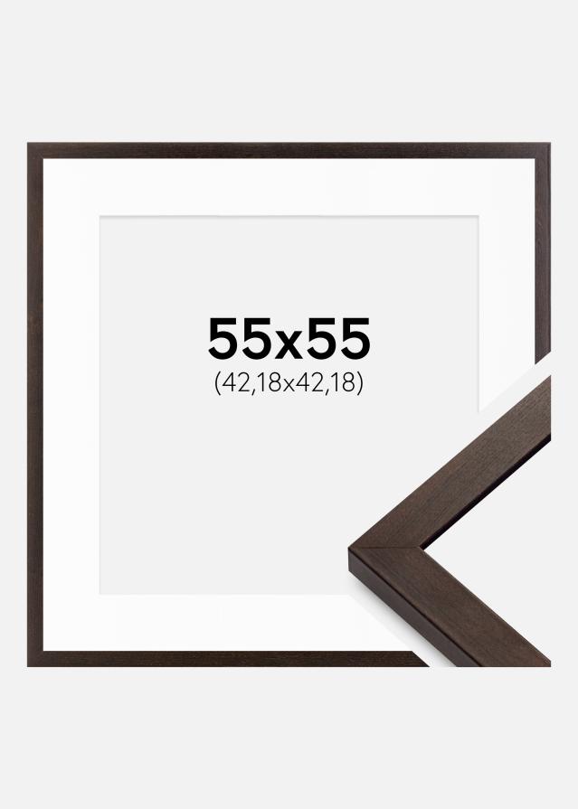 Ram med passepartou Fotolijst Selection Okkernoot 55x55 cm - Passe-partout Wit 17x17 inches