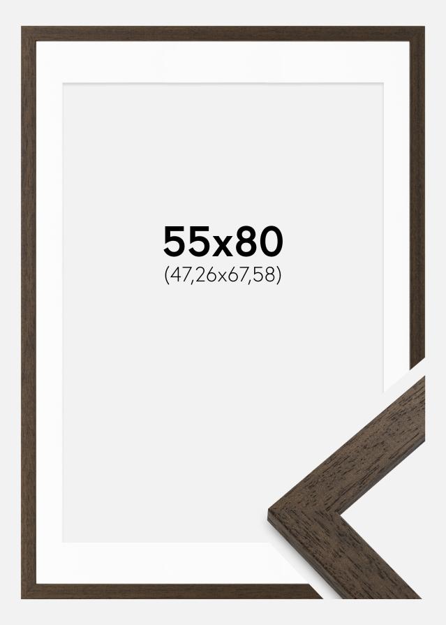 Ram med passepartou Fotolijst bruin hout 55x80 cm - Passe-partout Wit 19x27 inches