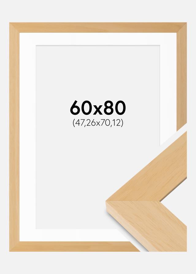 Ram med passepartou Fotolijst Juno Hout 60x80 cm - Passe-partout Wit 19x28 inches