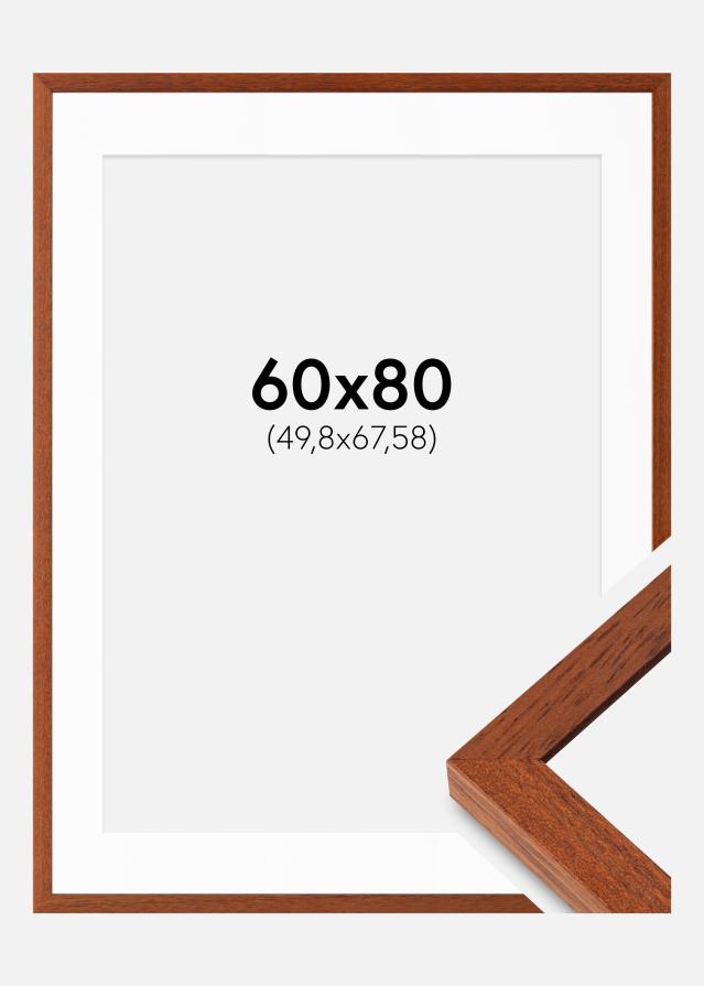 Ram med passepartou Fotolijst Hermes Kers 60x80 cm - Passe-partout Wit 20x27 inches