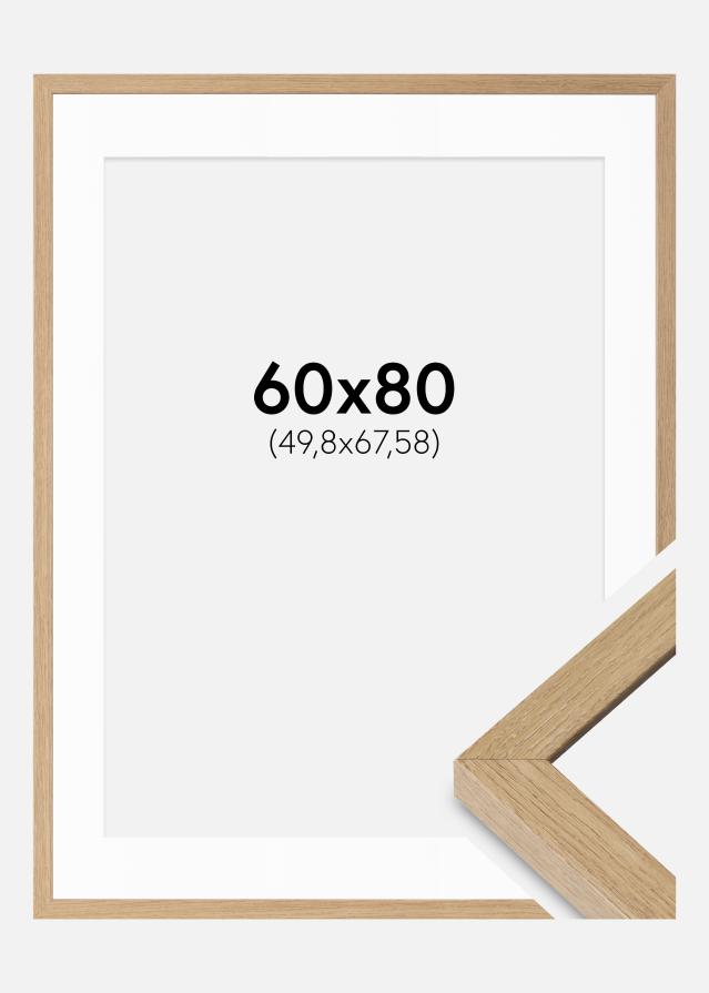 Ram med passepartou Fotolijst Hermes Natuurlijk Eik 60x80 cm - Passe-partout Wit 20x27 inches