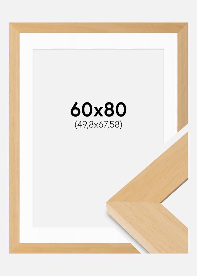Ram med passepartou Fotolijst Juno Hout 60x80 cm - Passe-partout Wit 20x27 inches