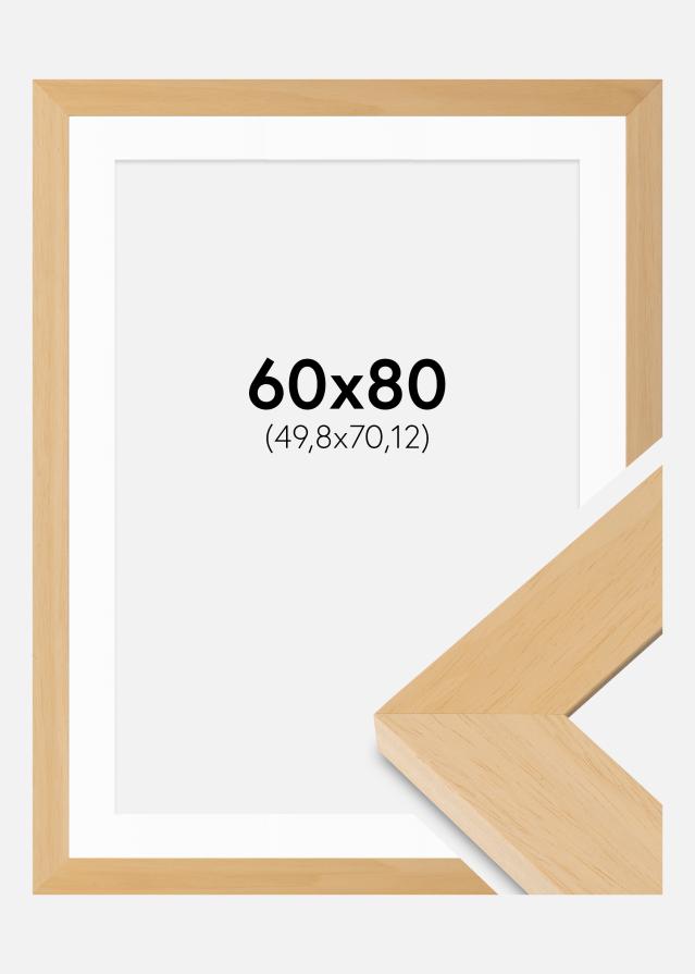 Ram med passepartou Fotolijst Juno Hout 60x80 cm - Passe-partout Wit 20x28 inches