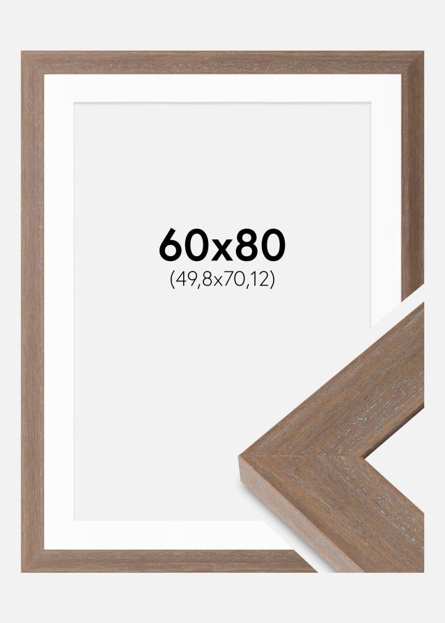 Ram med passepartou Fotolijst Juno Grijs 60x80 cm - Passe-partout Wit 20x28 inches