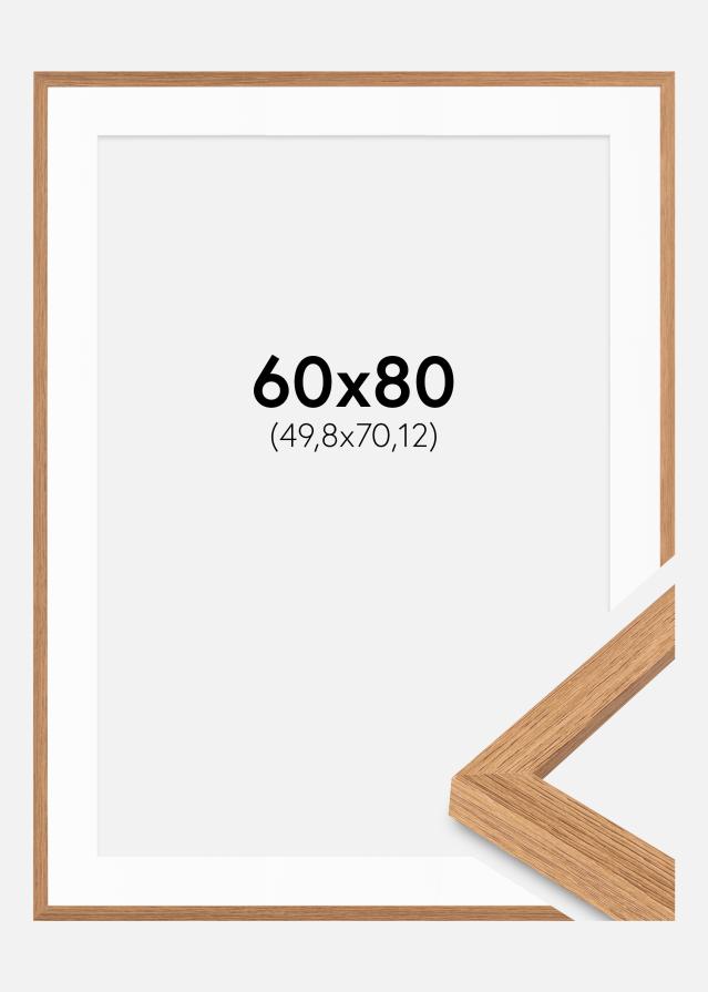 Ram med passepartou Fotolijst Modern Teak 60x80 cm - Passe-partout Wit 20x28 inches