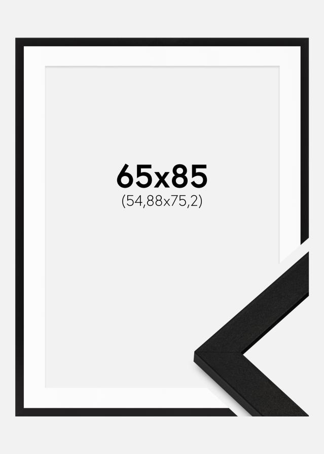Ram med passepartou Fotolijst BGA Classic Zwart 65x85 cm - Passe-partout Wit 22x30 inches