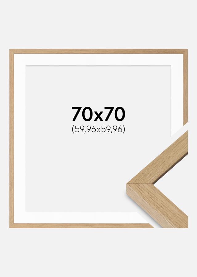 Ram med passepartou Fotolijst Hermes natuurlijk Eik 70x70 cm - Passe-partout Wit 24x24 inches