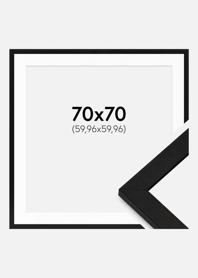 Ram med passepartou Fotolijst BGA Classic Zwart 70x70 cm - Passe-partout Wit 24x24 inches