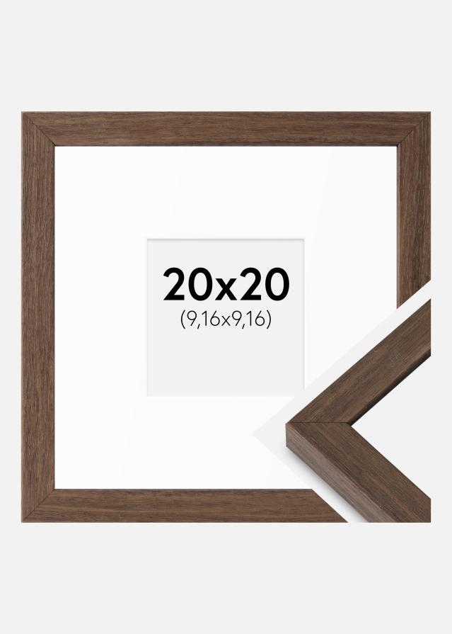 Ram med passepartou Fotolijst Hermes Okkernoot 20x20 cm - Passe-partout Wit 4x4 inches