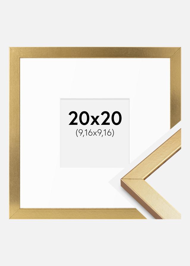 Ram med passepartou Fotolijst Minerva Goud 20x20 cm - Passe-partout Wit 4x4 inches