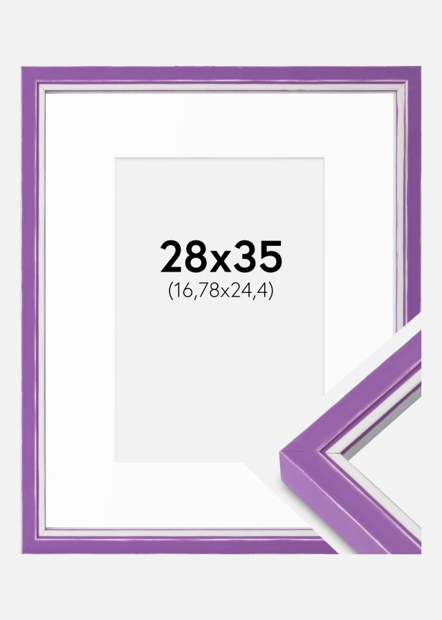 Ram med passepartou Fotolijst Diana paars 28x35 cm - Passe-partout Wit 7x10 inches