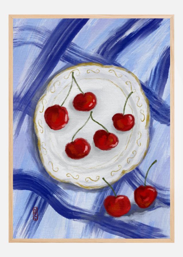 Bildverkstad A Plate of Cherries Food Painting Poster