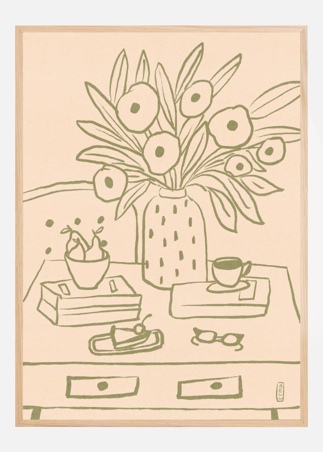 Bildverkstad My Desk Still Life Line Art Poster