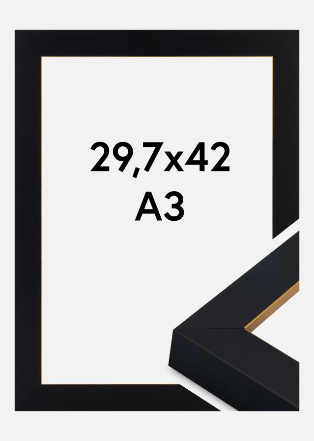 Jämtlands Ramfabrik Fotolijst Sussex Acrylglas Zwart/Goud 29,7x42 cm (A3)