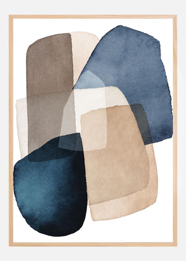 Bildverkstad Blue Brown Blocks Poster