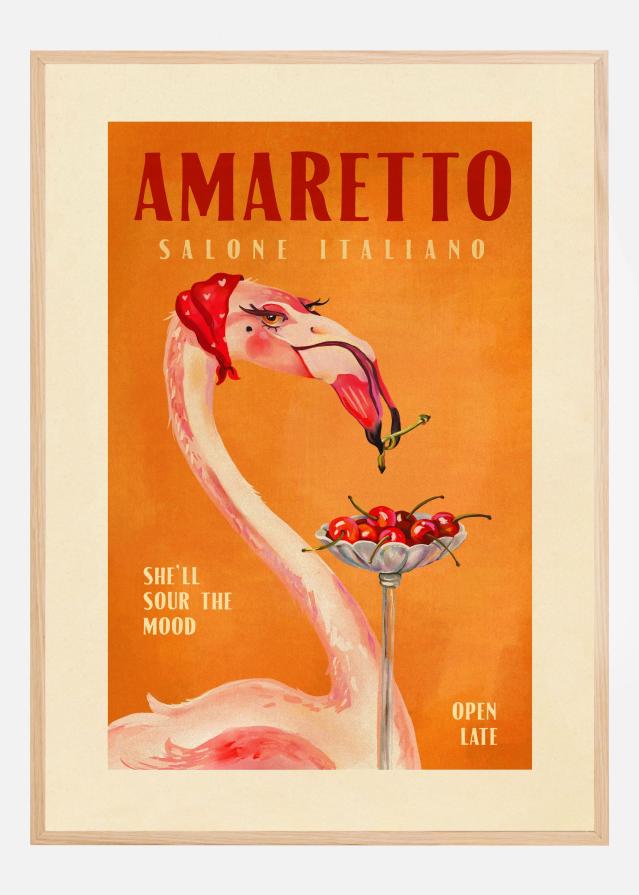 Bildverkstad Amaretto Flamingo Art Deco Italian Cafe Travel Art Poster
