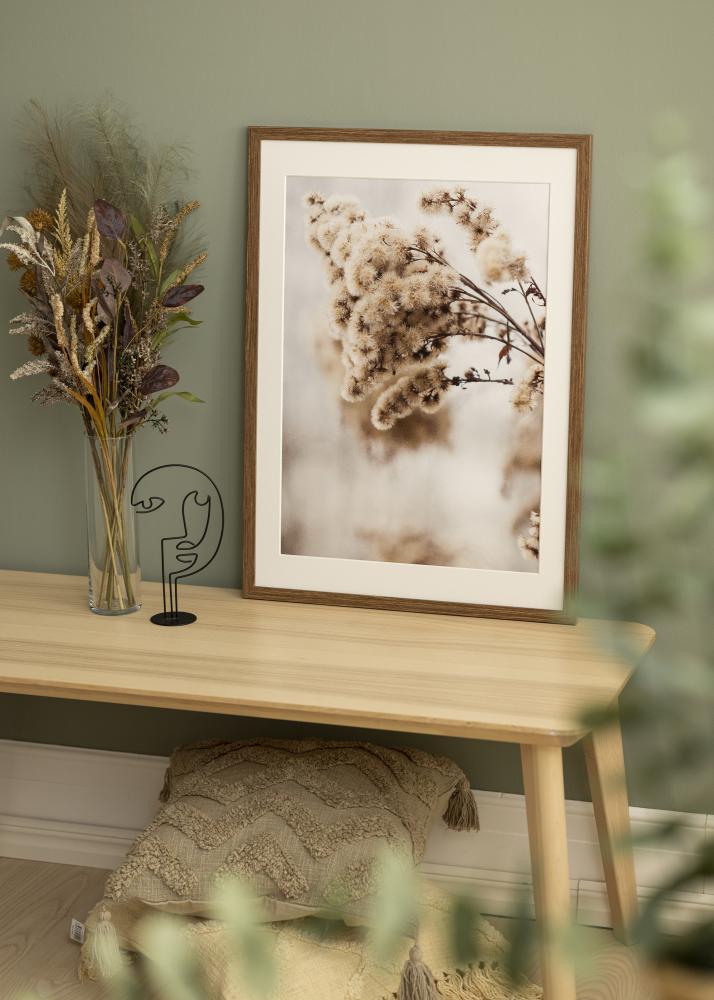 Ram med passepartou Fotolijst Stilren koud bruin 70x100 cm - Passe-partout Wit 59,4x84 cm