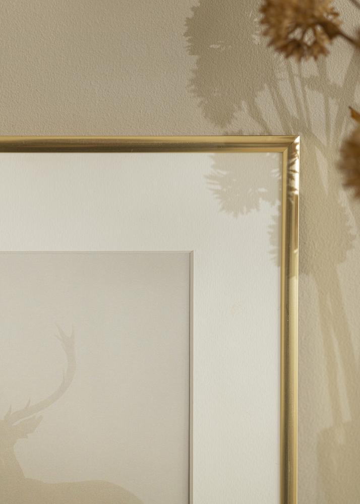 Ram med passepartou Fotolijst New Lifestyle Goud 60x90 cm - Passe-partout Wit 40x70 cm