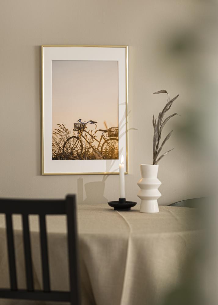 Ram med passepartou Fotolijst New Lifestyle Goud 60x90 cm - Passe-partout Wit 40x70 cm