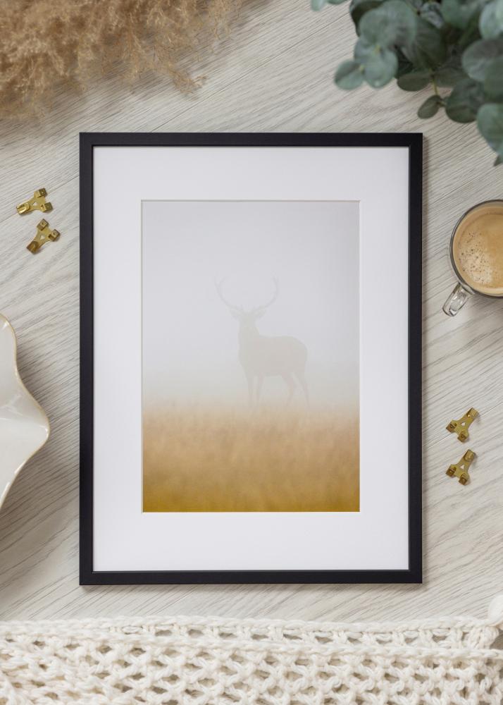 Ram med passepartou Fotolijst Edsbyn Zwart 10x18 cm - Passe-partout Wit 8x10 cm