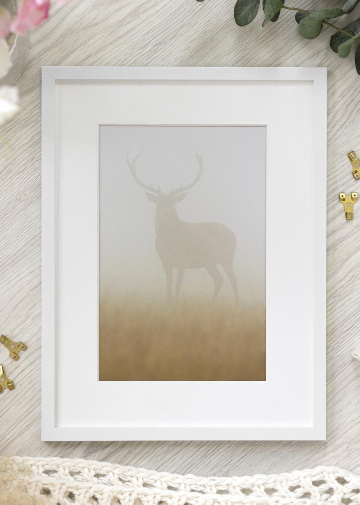 Ram med passepartou Fotolijst Trendy Wit 50x60 cm - Passe-partout Wit 35x45 cm