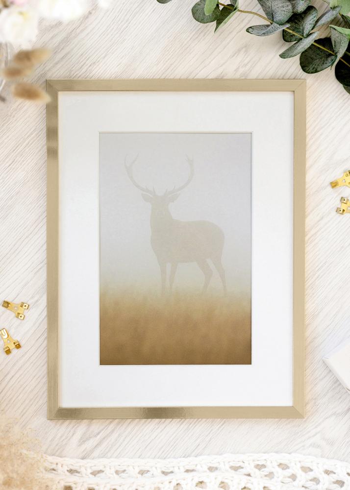 Ram med passepartou Fotolijst Trendy Goud 13x18 cm - Passe-partout Wit 3,5x5 inches