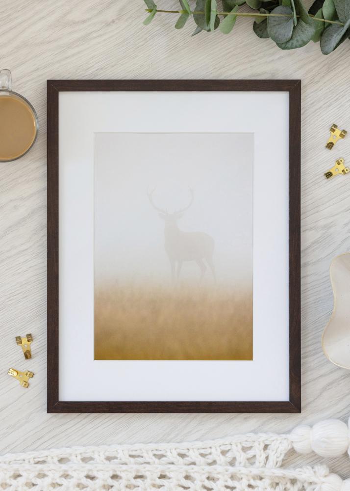 Ram med passepartou Fotolijst Trendy Walnoot 40x40 cm - Passe-partout Wit 30x30 cm
