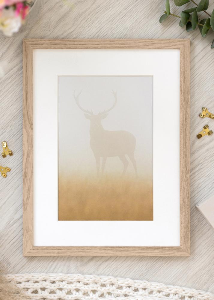Ram med passepartou Fotolijst BGA Classic Eik 24x30 cm - Passe-partout Wit 6x8 inches