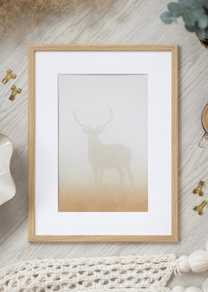Ram med passepartou Fotolijst Edsbyn Eiken 50x60 cm - Passe-partout Wit 40x50 cm
