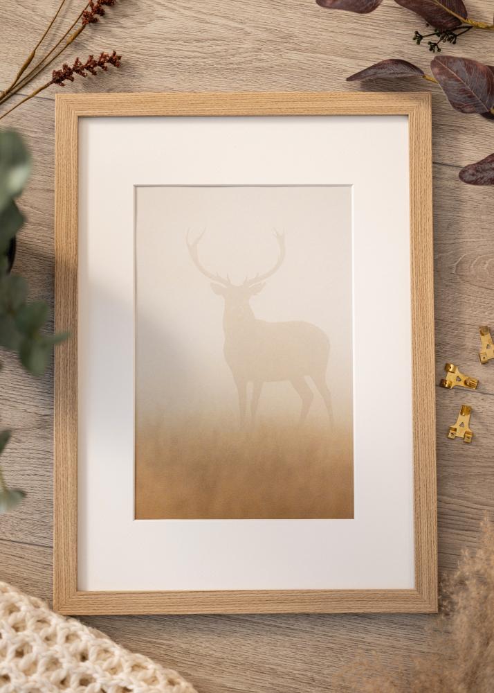 Ram med passepartou Fotolijst Deco Eik 70x70 cm - Passe-partout Wit 24x24 inches