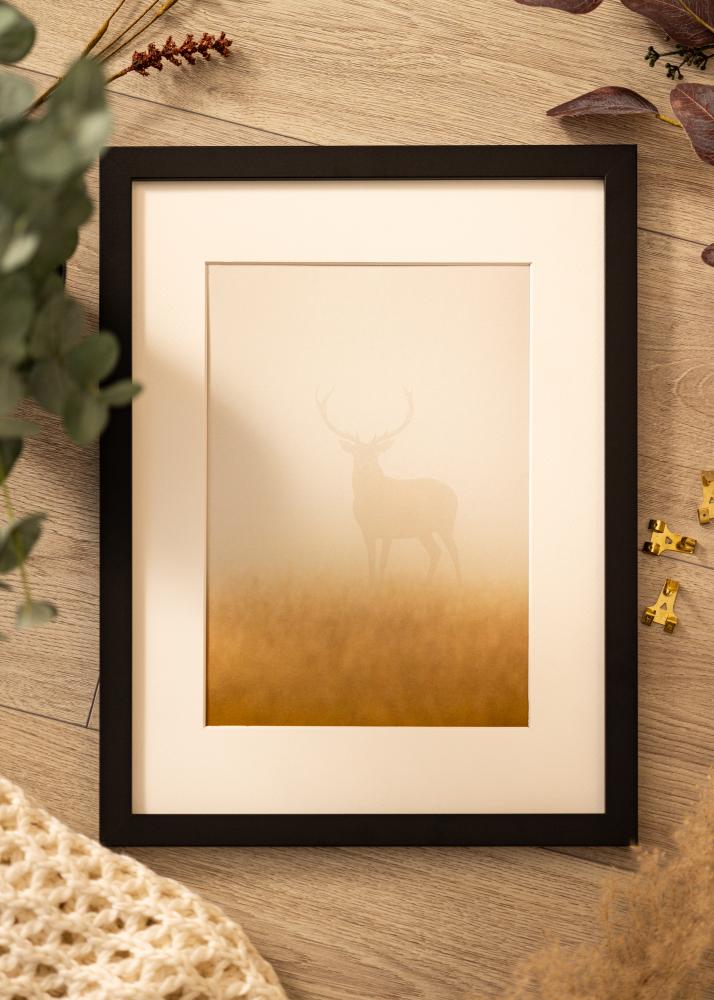 Ram med passepartou Fotolijst Deco Zwart 50x100 cm - Passe-partout Wit 40x90 cm