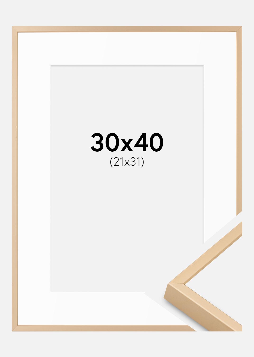 Product Image for Aluminium Fotolijst Messing 30x40 cm - Passe-partout Wit 22x32 cm