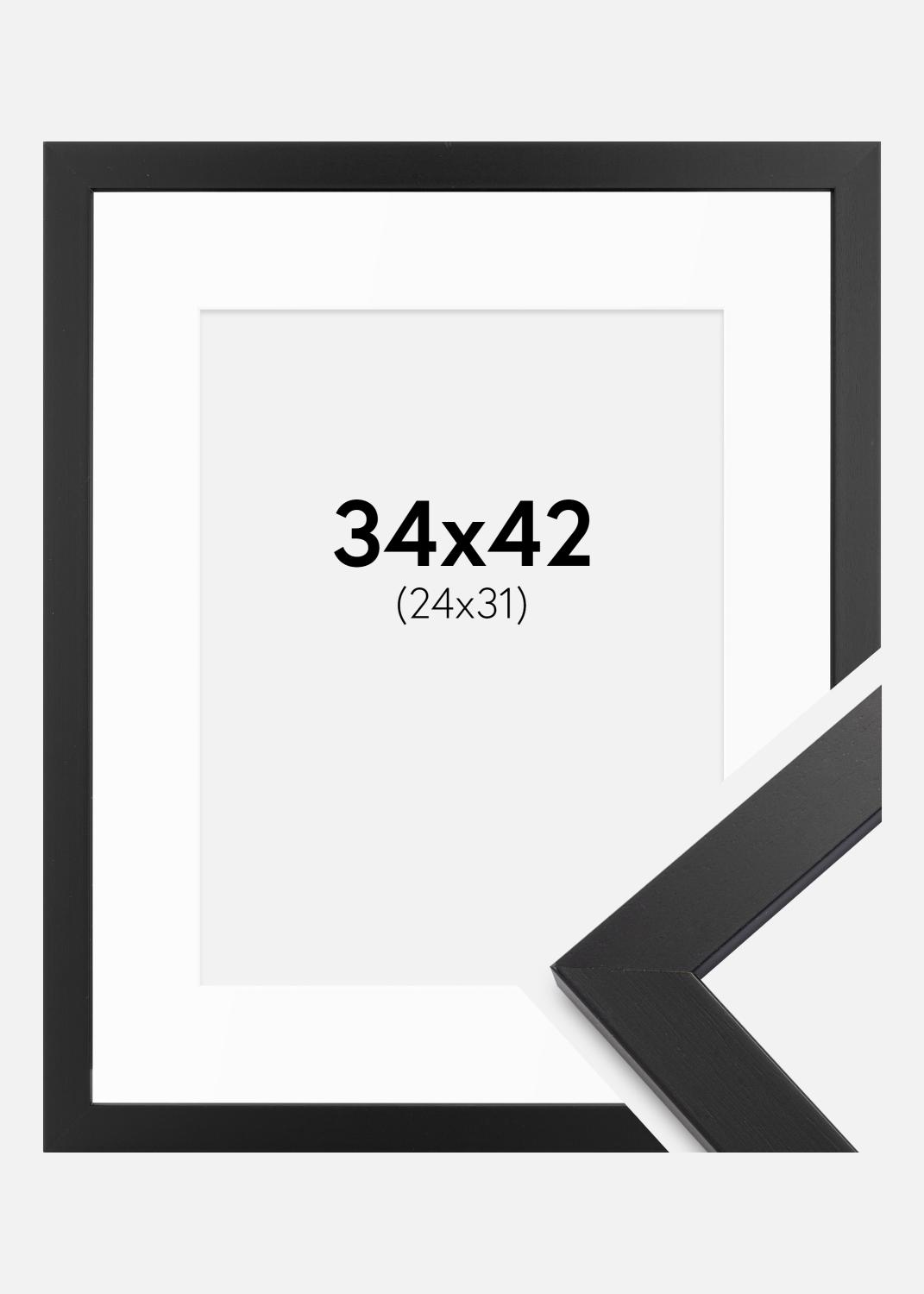 Product Image for Fotolijst zwart hout 34x42 cm - Passe-partout Wit 25x32 cm