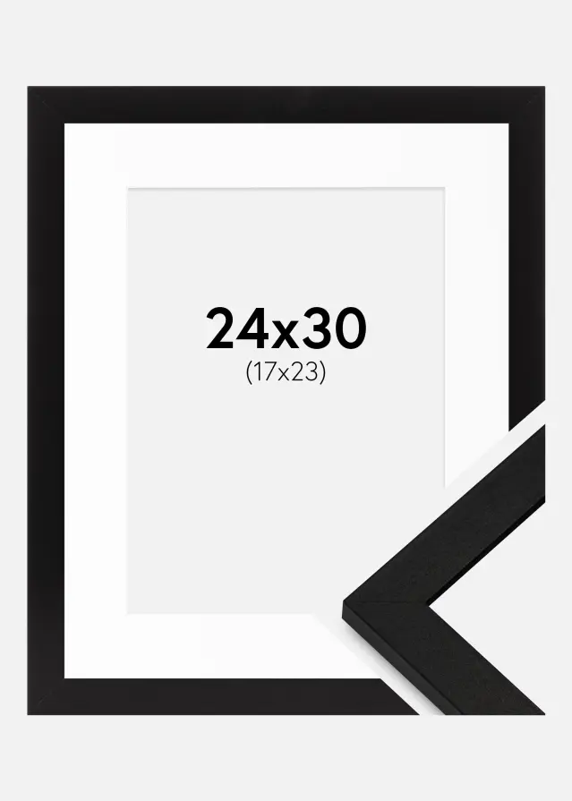 Ram med passepartou Fotolijst BGA Classic Zwart 24x30 cm - Passe-partout Wit 18x24 cm
